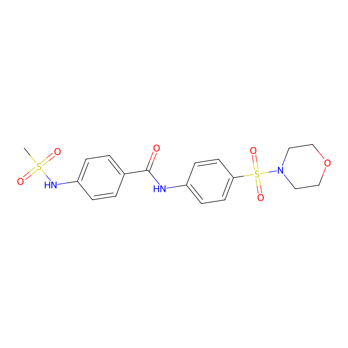 4-(methanesulfonamido)-N-(4-morpholin-4-ylsulfonylphenyl)benzamide molecular structure, CAS 831211-80-4