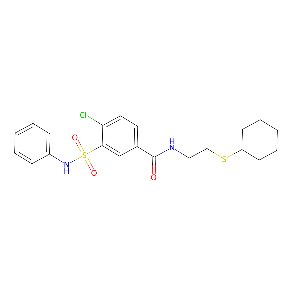 4-chloro-N-(2-cyclohexylsulfanylethyl)-3-(phenylsulfamoyl)benzamide molecular structure, CAS 831212-01-2