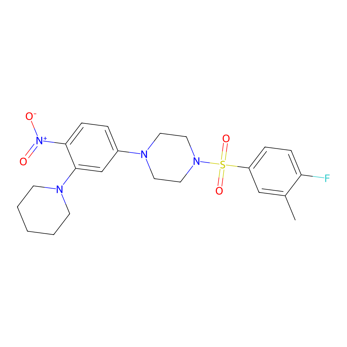 1-[(4-Fluoro-3-methylphenyl)sulfonyl]-4-[4-nitro-3-(1-piperidinyl)phenyl]piperazine molecular structure, CAS 831212-03-4
