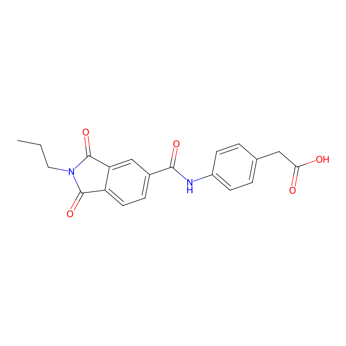 (4-{[(1,3-dioxo-2-propyl-2,3-dihydro-1H-isoindol-5-yl)carbonyl]amino}phenyl)acetic acid molecular structure, CAS 831212-15-8