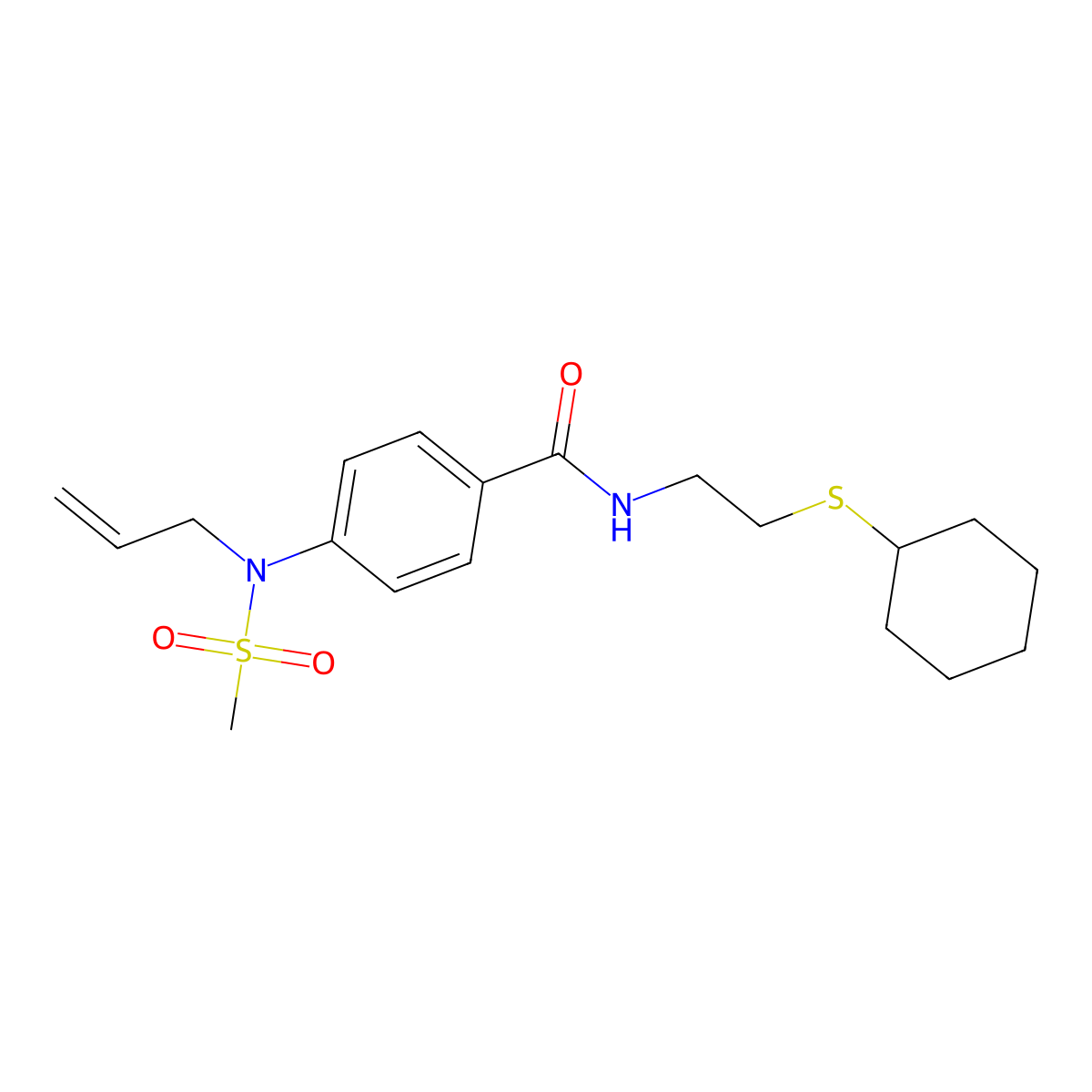 N-(2-cyclohexylsulfanylethyl)-4-[methylsulfonyl(prop-2-enyl)amino]benzamide molecular structure, CAS 831212-17-0