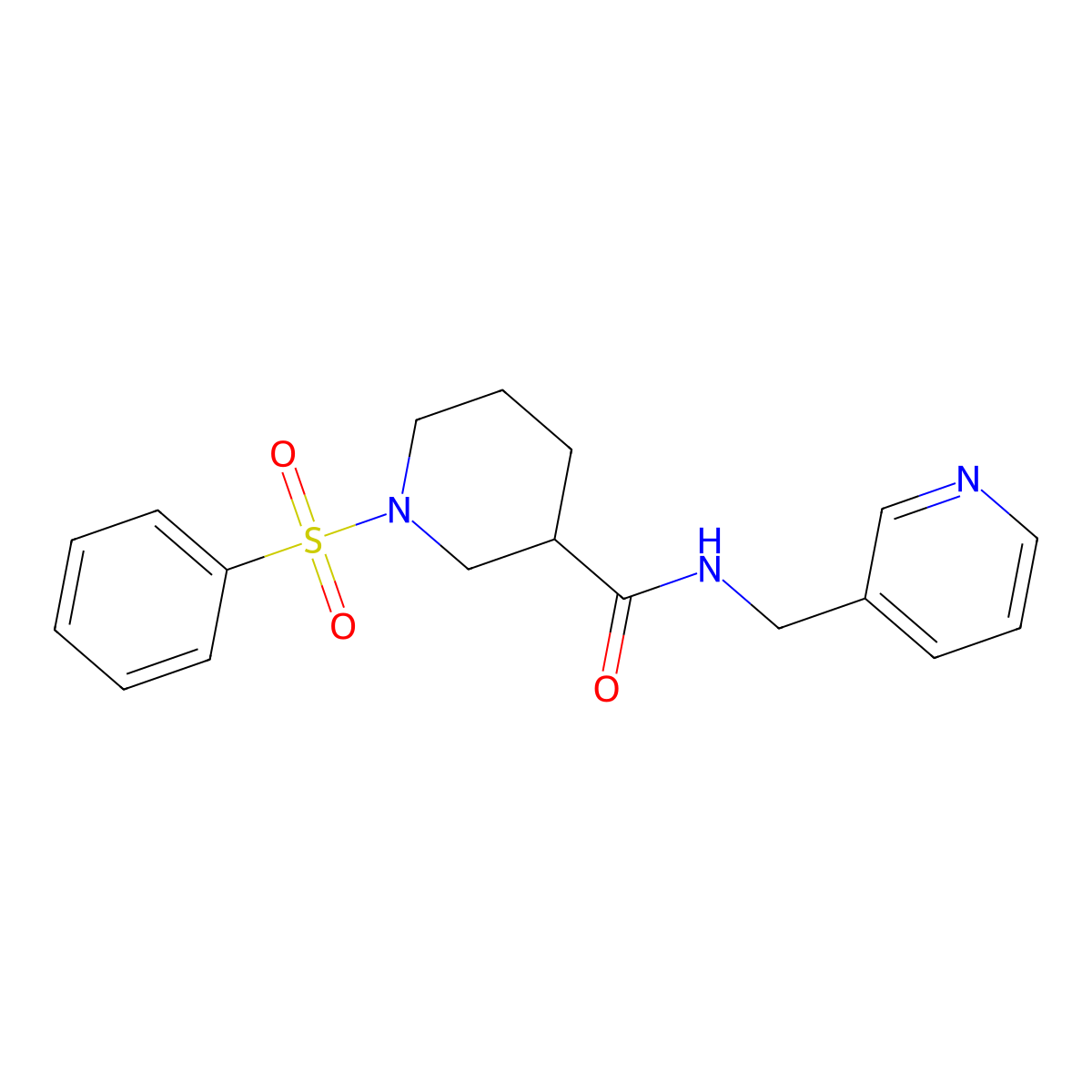 1-(phenylsulfonyl)-N-(3-pyridinylmethyl)-3-piperidinecarboxamide molecular structure, CAS 831212-21-6