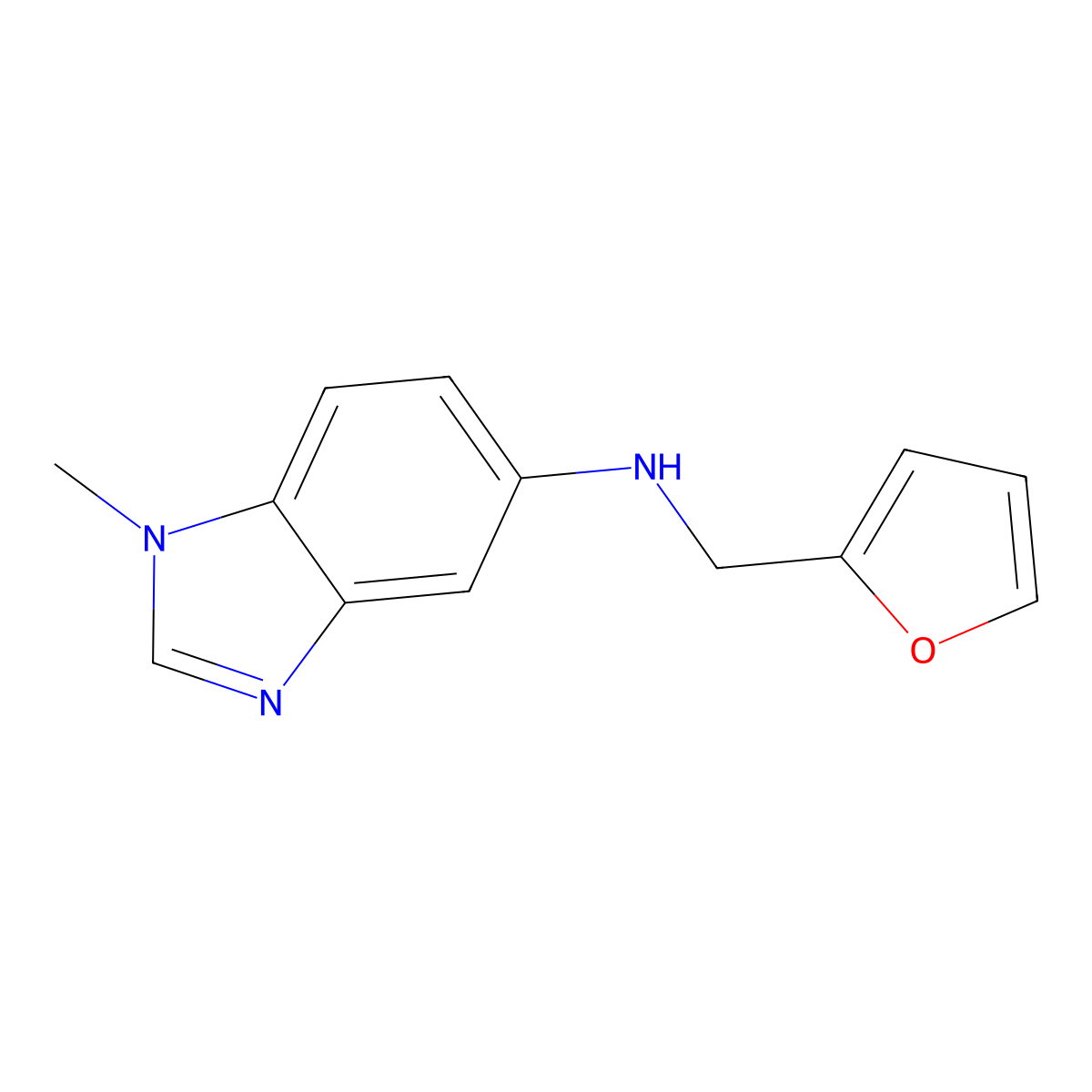 N-(furan-2-ylmethyl)-1-methylbenzimidazol-5-amine molecular structure, CAS 831212-34-1
