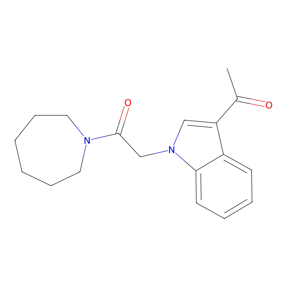 2-(3-acetyl-1H-indol-1-yl)-1-(azepan-1-yl)ethanone molecular structure, CAS 831212-43-2