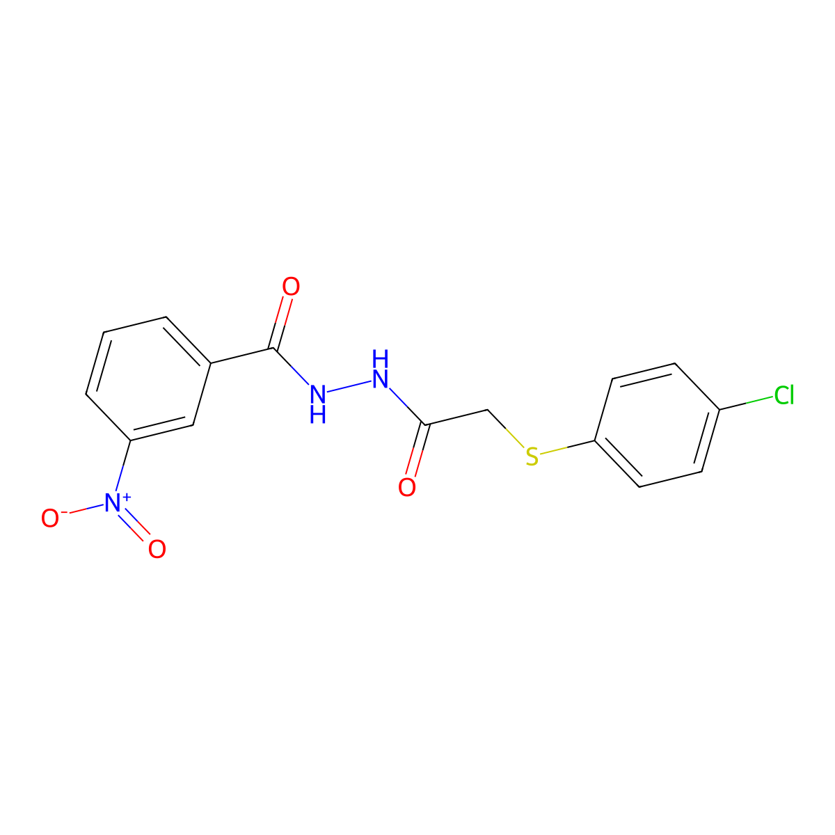 N'-[2-(4-chlorophenyl)sulfanylacetyl]-3-nitrobenzohydrazide molecular structure, CAS 831212-50-1