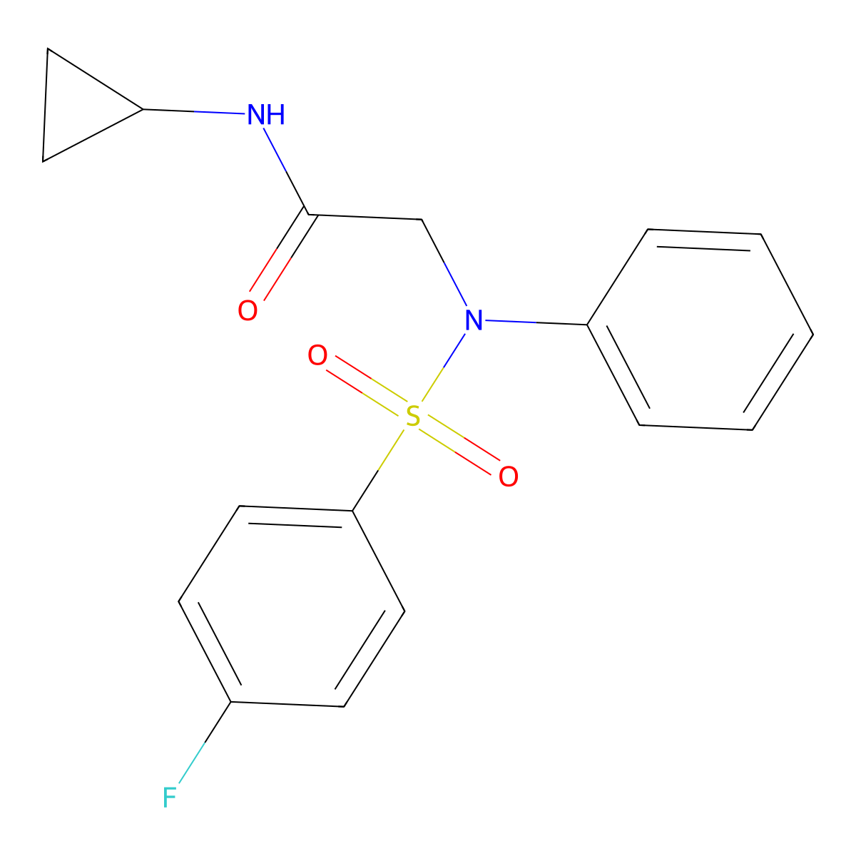 N-cyclopropyl-2-(N-(4-fluorophenyl)sulfonylanilino)acetamide molecular structure, CAS 831212-69-2