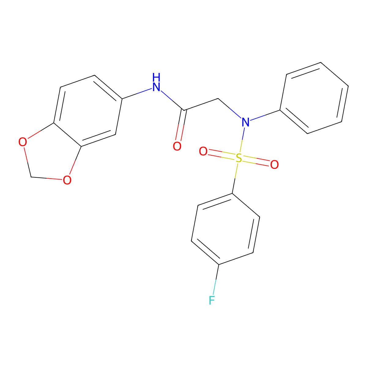 N-(1,3-benzodioxol-5-yl)-2-(N-(4-fluorophenyl)sulfonylanilino)acetamide molecular structure, CAS 831212-75-0