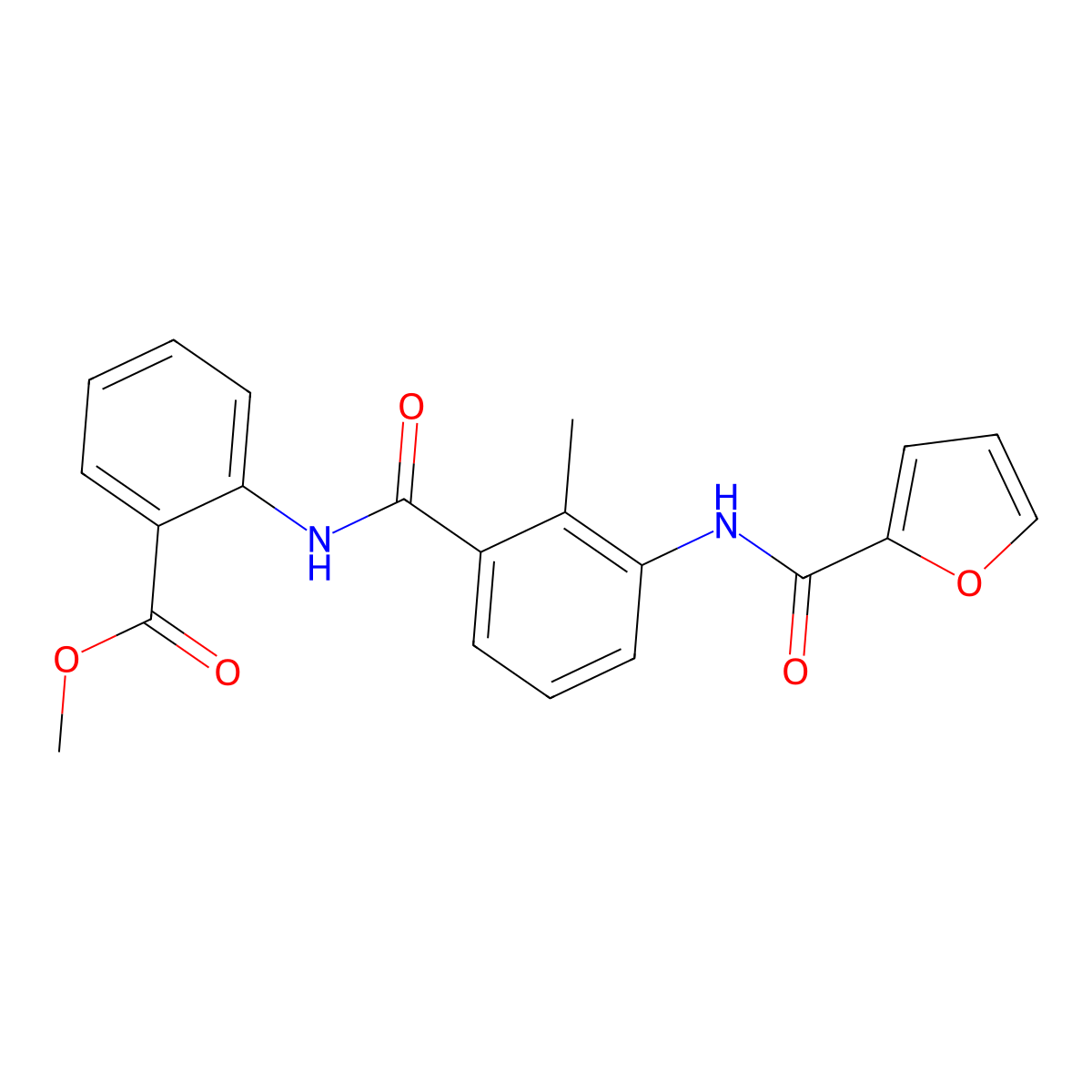 Methyl 2-[({3-[(furan-2-ylcarbonyl)amino]-2-methylphenyl}carbonyl)amino]benzoate molecular structure, CAS 831212-76-1