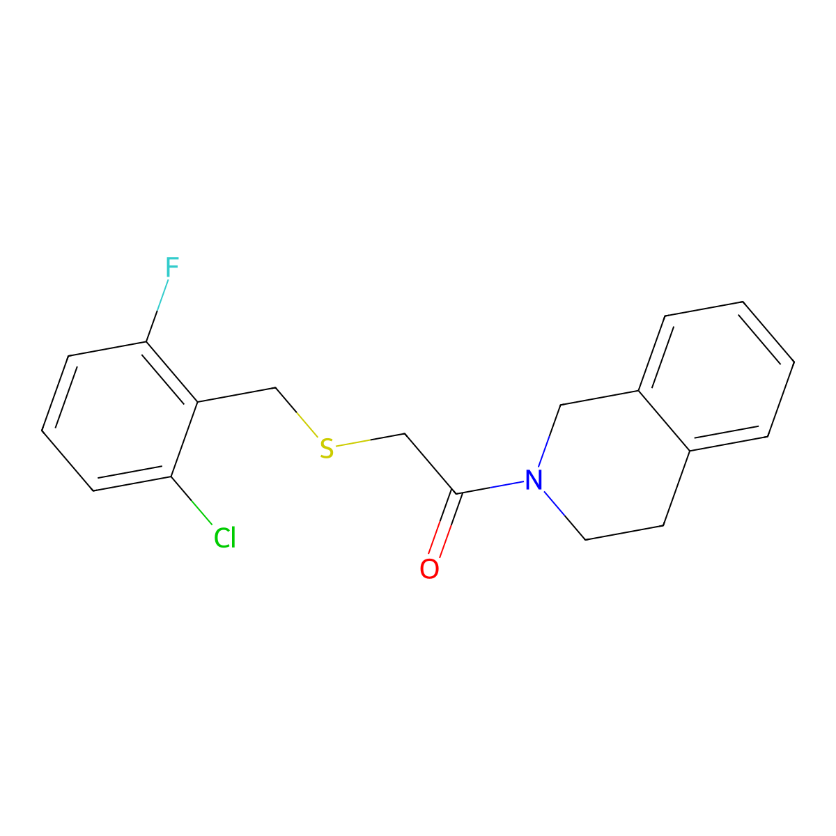 2-[(2-chloro-6-fluorophenyl)methylsulfanyl]-1-(3,4-dihydro-1H-isoquinolin-2-yl)ethanone molecular structure, CAS 831213-27-5