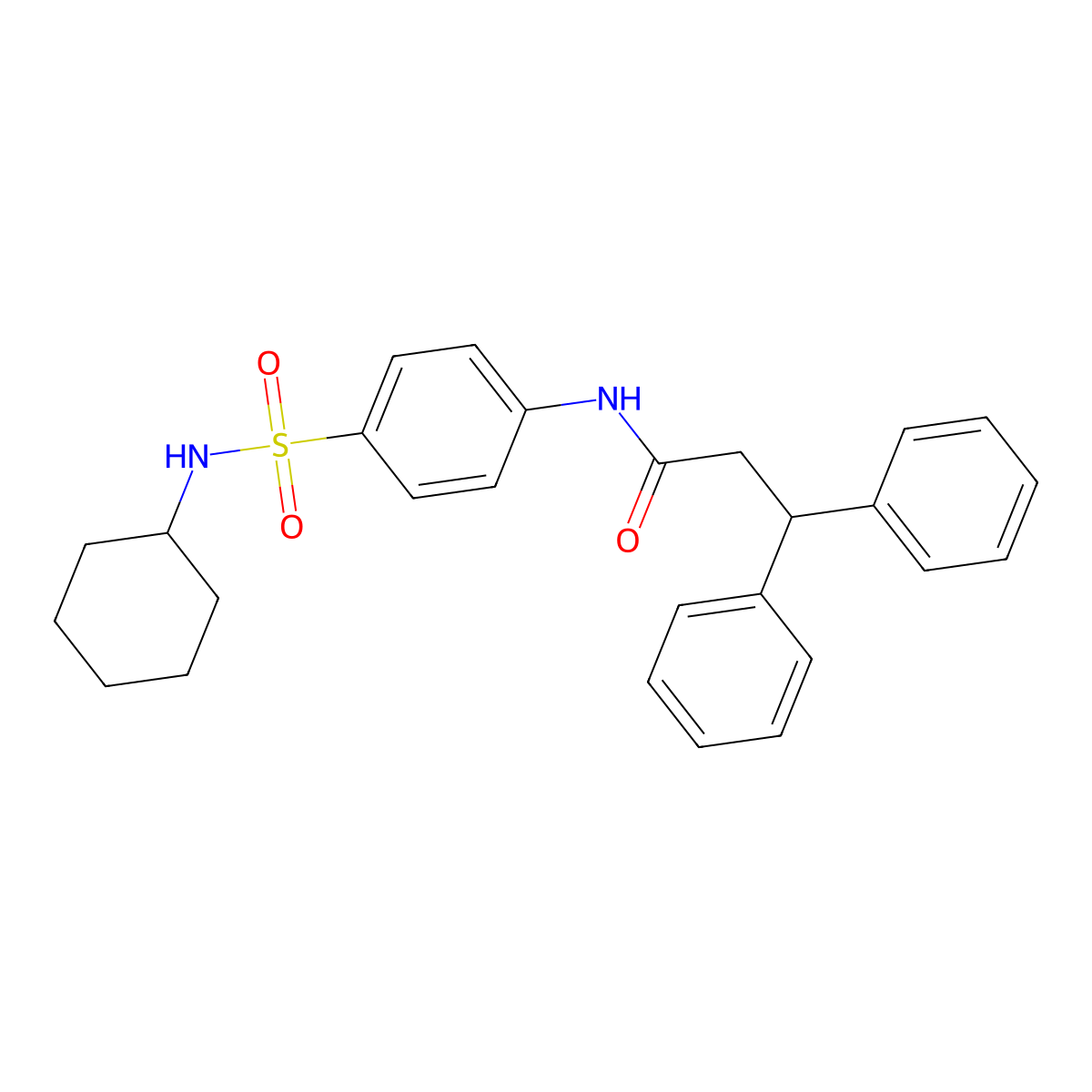 N-[4-(cyclohexylsulfamoyl)phenyl]-3,3-diphenylpropanamide molecular structure, CAS 831213-29-7