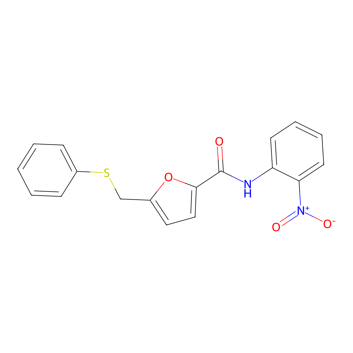 N-(2-nitrophenyl)-5-(phenylsulfanylmethyl)furan-2-carboxamide molecular structure, CAS 831213-42-4