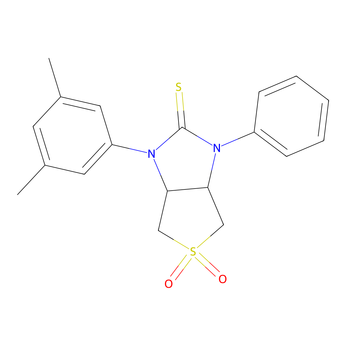 1-(3,5-dimethylphenyl)-3-phenyltetrahydro-1H-thieno[3,4-d]imidazole-2(3H)-thione 5,5-dioxide molecular structure, CAS 831213-43-5