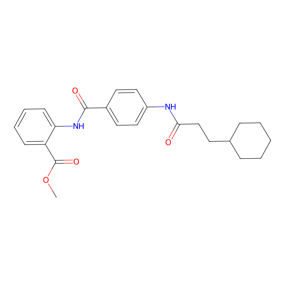 Methyl 2-[({4-[(3-cyclohexylpropanoyl)amino]phenyl}carbonyl)amino]benzoate molecular structure, CAS 831213-44-6