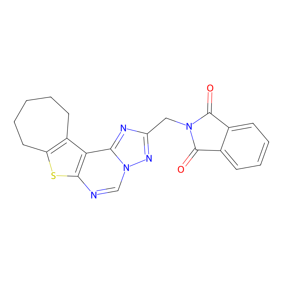 2-((9,10,11,12-tetrahydro-8H-cyclohepta[4,5]thieno[3,2-e][1,2,4]triazolo[1,5-c]pyrimidin-2-yl)methyl)isoindoline-1,3-dione molecular structure, CAS 831213-48-0