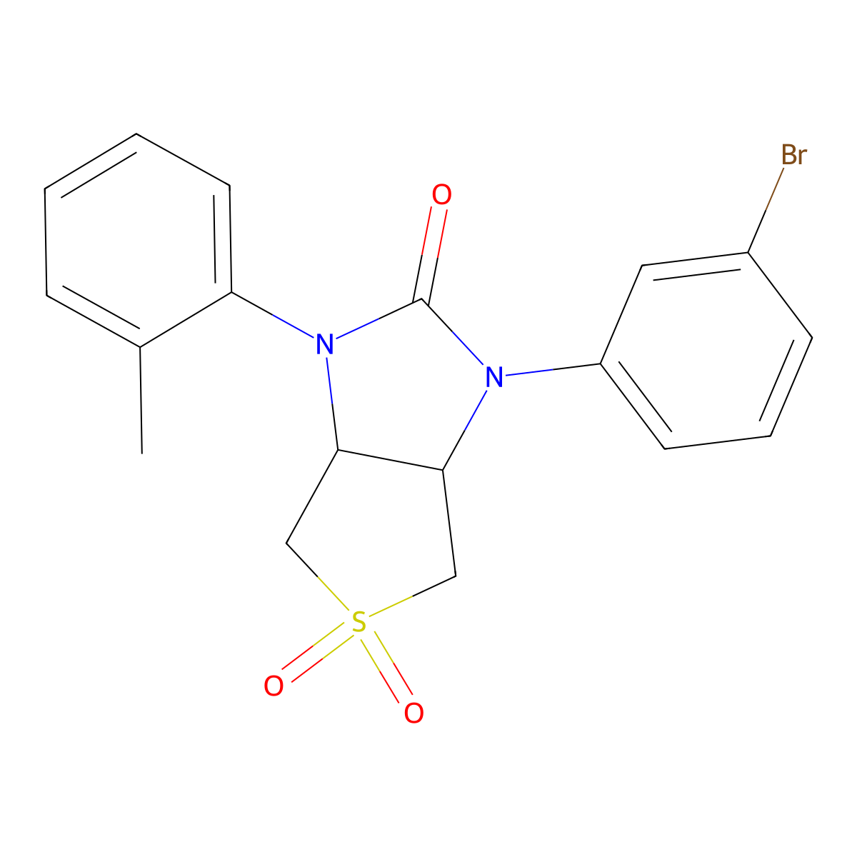 1-(3-bromophenyl)-3-(2-methylphenyl)tetrahydro-1H-thieno[3,4-d]imidazol-2(3H)-one 5,5-dioxide molecular structure, CAS 831213-58-2