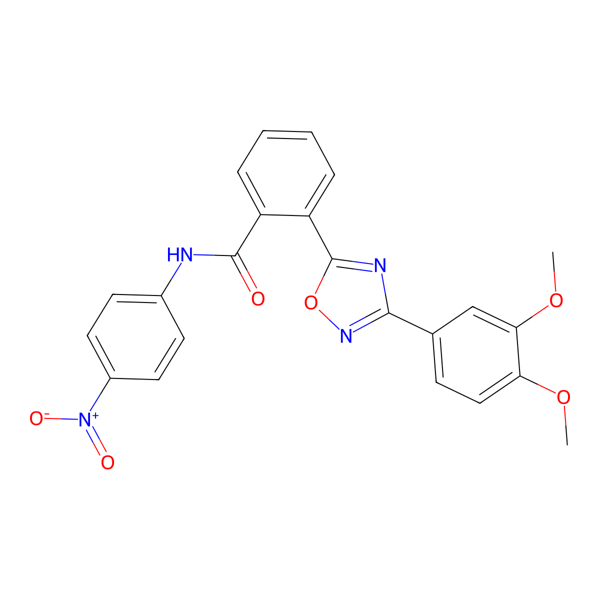 2-[3-(3,4-dimethoxyphenyl)-1,2,4-oxadiazol-5-yl]-N-(4-nitrophenyl)benzamide molecular structure, CAS 831213-83-3