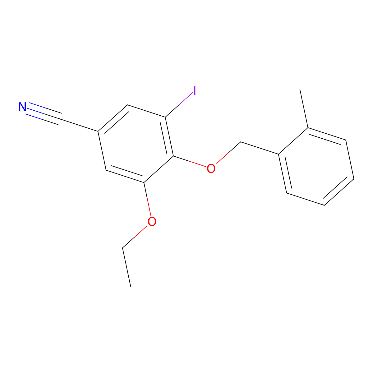 3-Ethoxy-5-iodo-4-[(2-methylbenzyl)oxy]benzonitrile molecular structure, CAS 831213-99-1