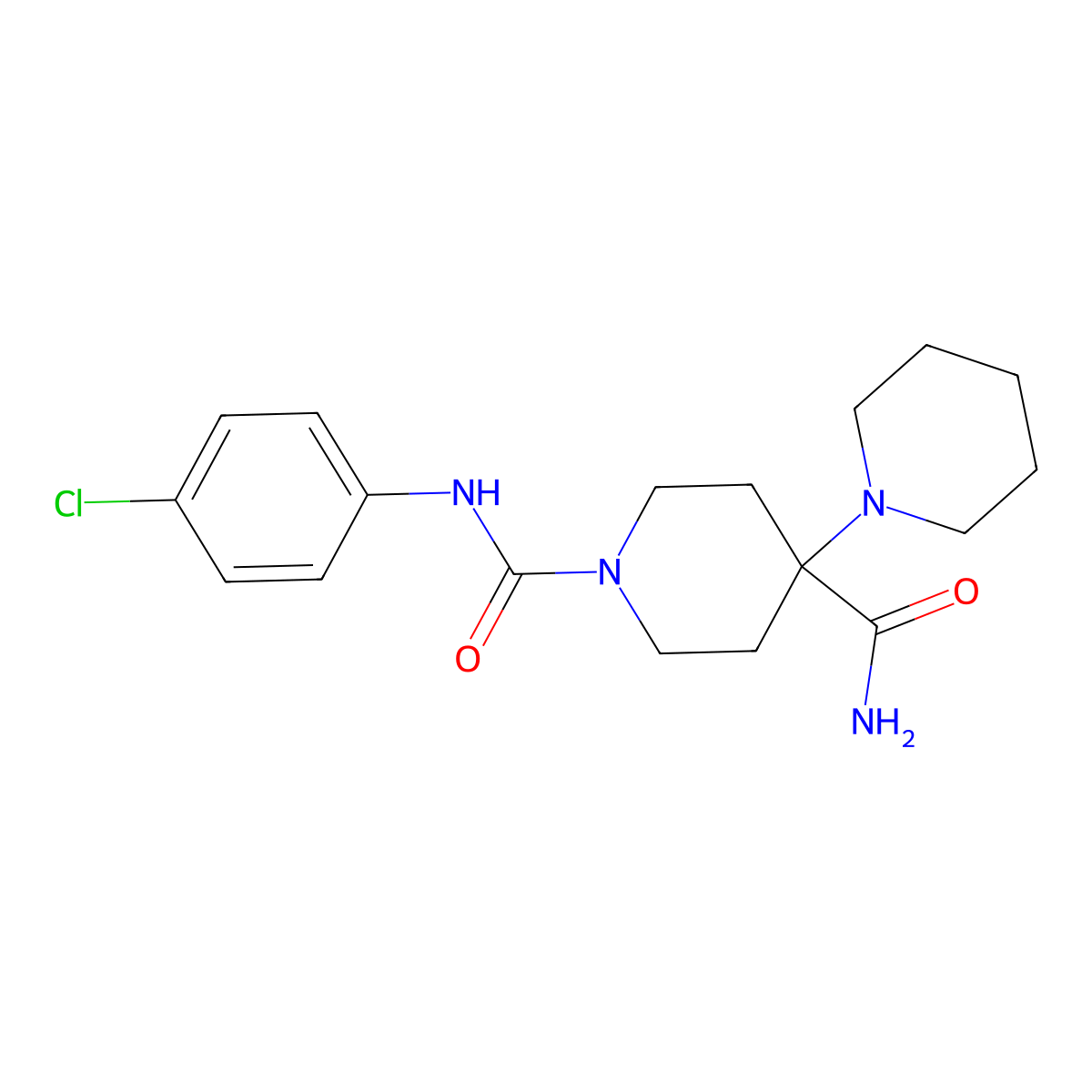 1-[N-(4-chlorophenyl)carbamoyl]-4-piperidylpiperidine-4-carboxamide molecular structure, CAS 831214-16-5