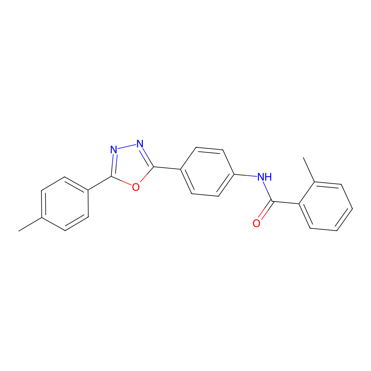 2-methyl-N-[4-[5-(4-methylphenyl)-1,3,4-oxadiazol-2-yl]phenyl]benzamide molecular structure, CAS 831214-23-4