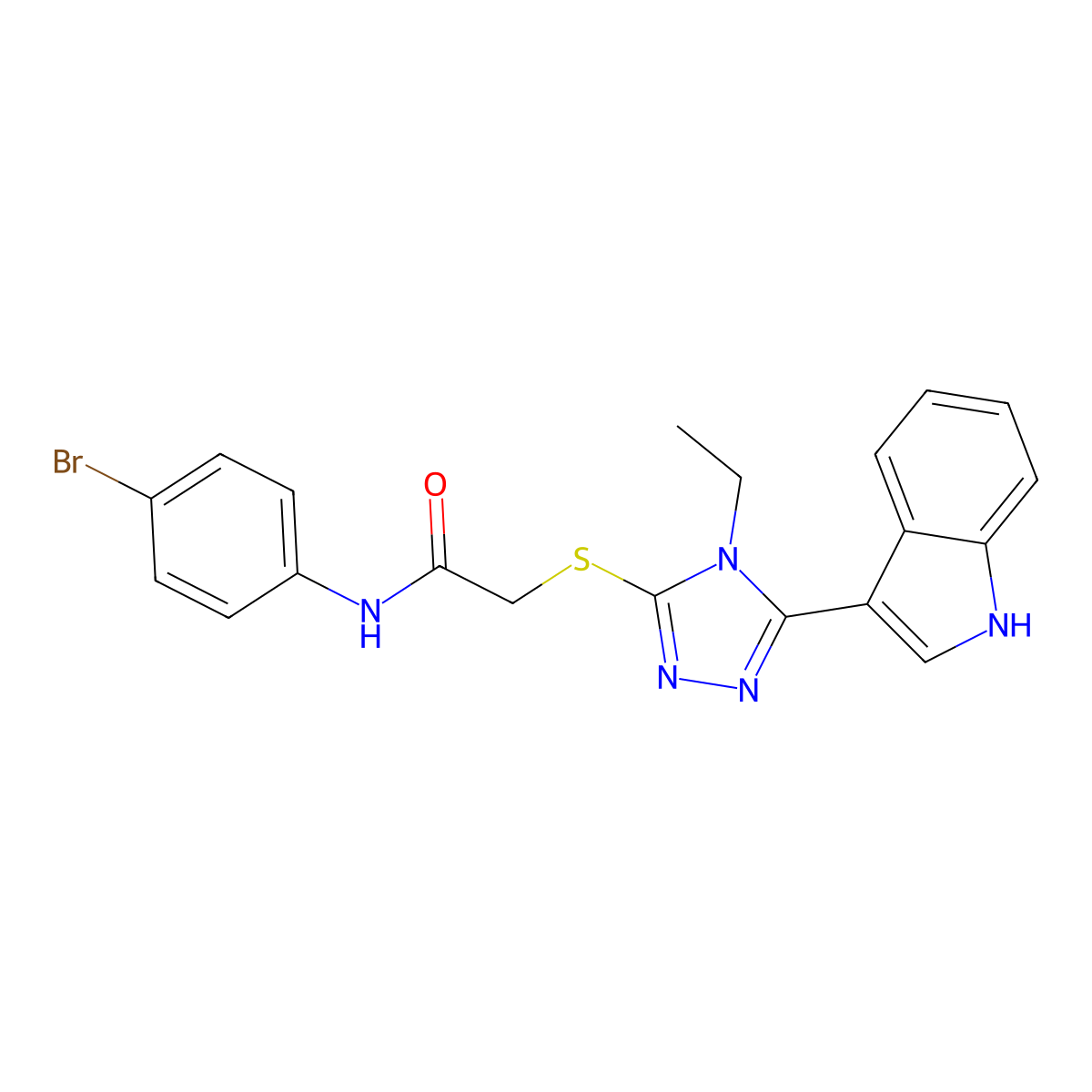 N-(4-bromophenyl)-2-{[4-ethyl-5-(1H-indol-3-yl)-4H-1,2,4-triazol-3-yl]sulfanyl}acetamide molecular structure, CAS 831214-24-5