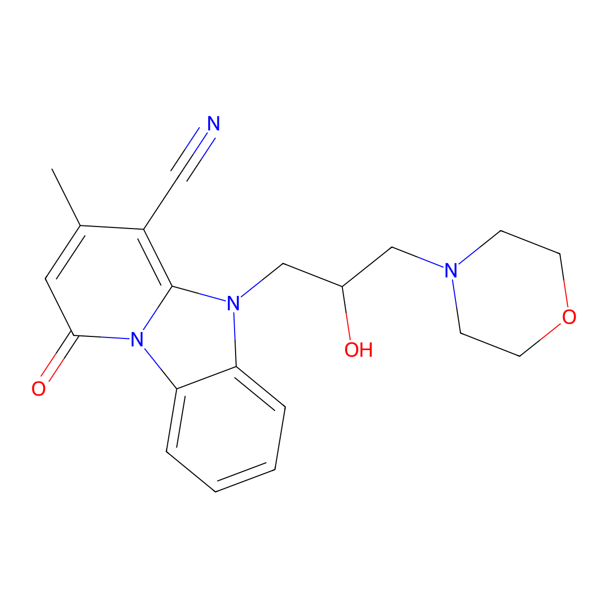 5-(2-Hydroxy-3-morpholin-4-ylpropyl)-3-methyl-1-oxopyrido[1,2-a]benzimidazole-4-carbonitrile molecular structure, CAS 831214-27-8