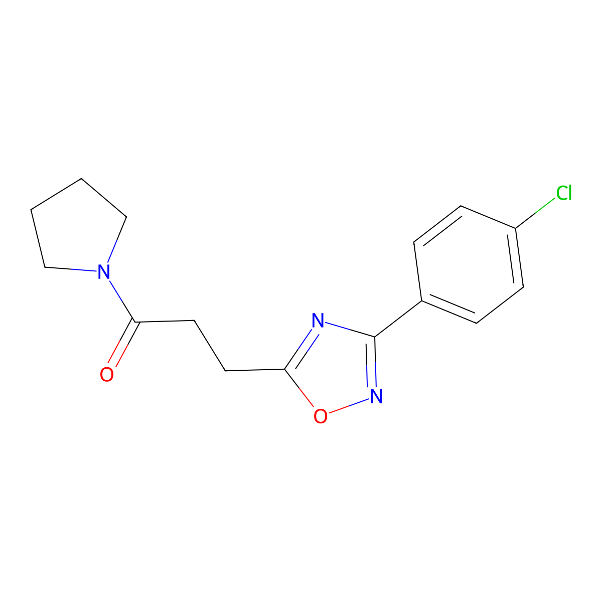 3-(4-Chlorophenyl)-5-[3-oxo-3-(1-pyrrolidinyl)propyl]-1,2,4-oxadiazole molecular structure, CAS 831214-40-5