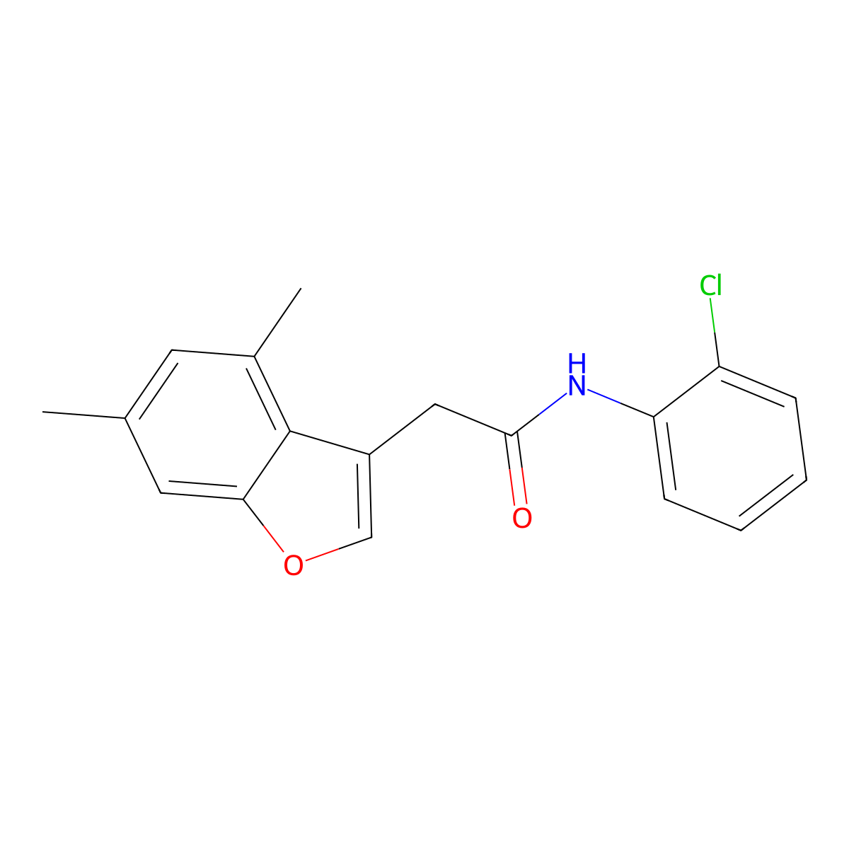 N-(2-chlorophenyl)-2-(4,6-dimethyl-1-benzofuran-3-yl)acetamide molecular structure, CAS 831214-59-6