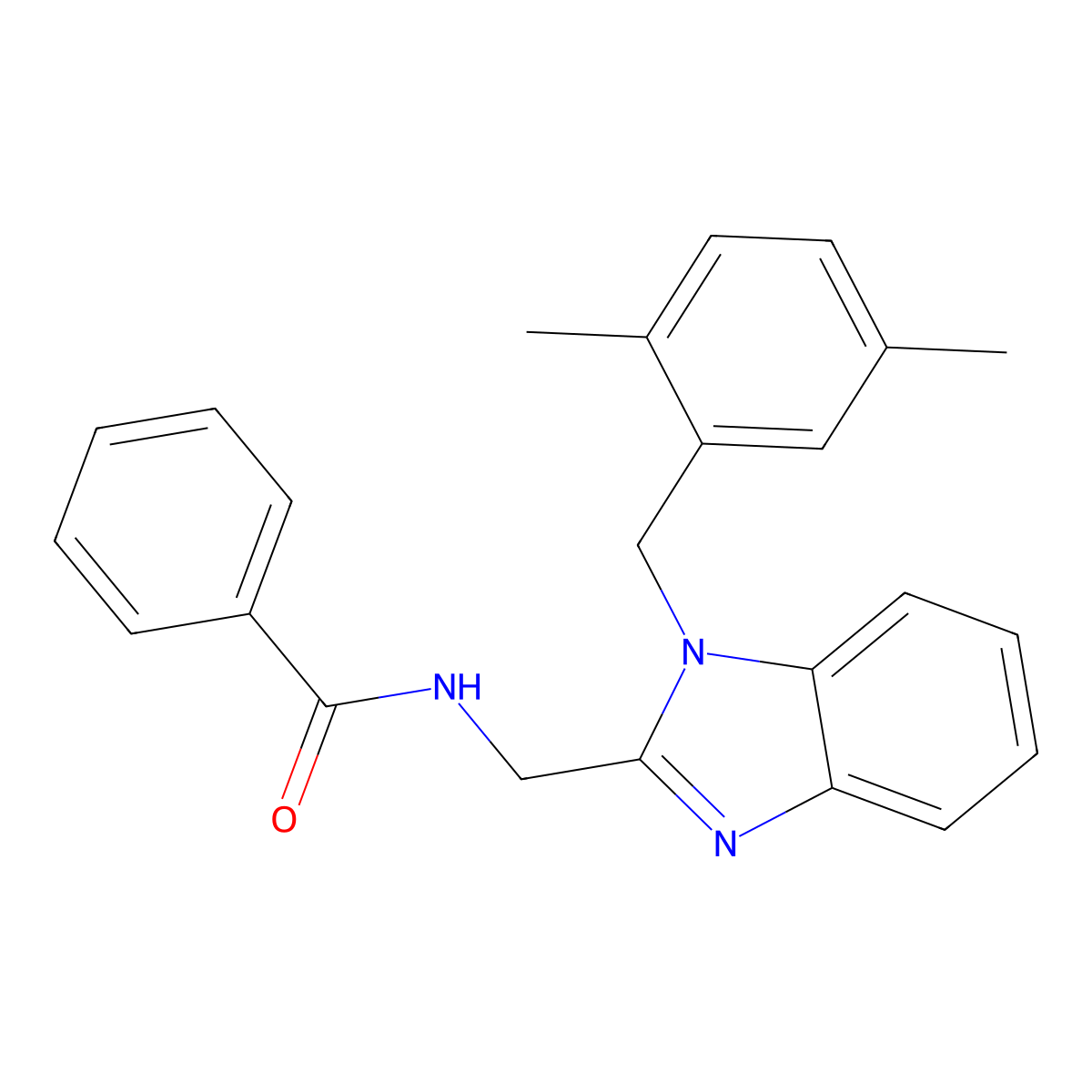 N-[[1-[(2,5-dimethylphenyl)methyl]benzimidazol-2-yl]methyl]benzamide molecular structure, CAS 831214-72-3