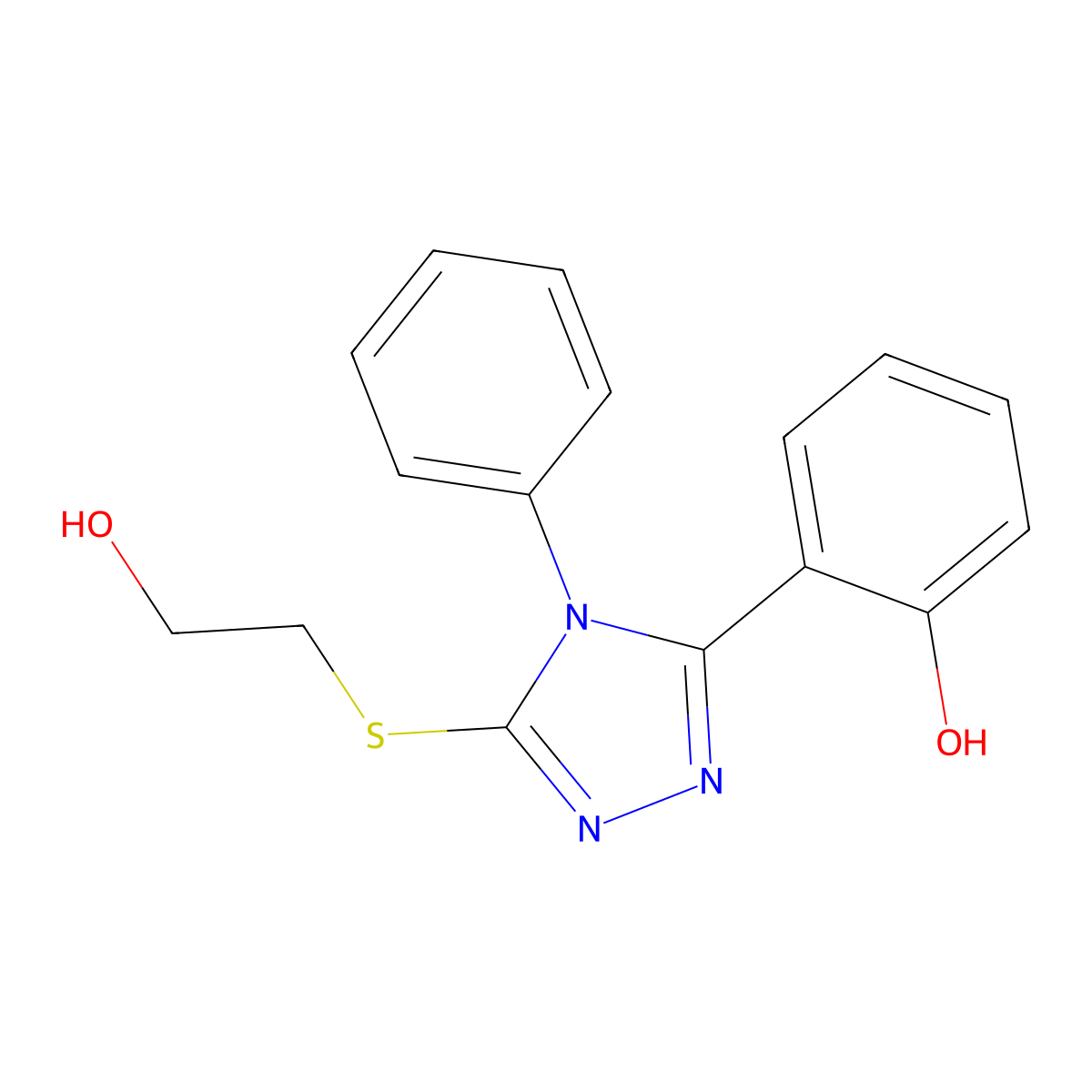 2-{5-[(2-hydroxyethyl)sulfanyl]-4-phenyl-4H-1,2,4-triazol-3-yl}phenol molecular structure, CAS 831214-77-8