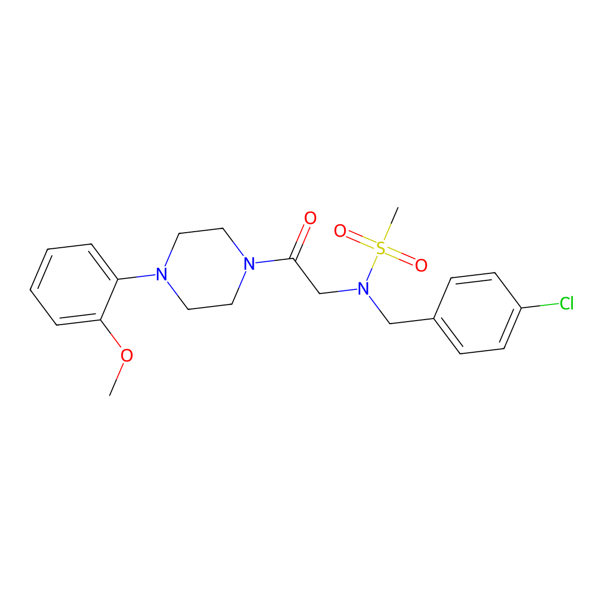 N-[(4-chlorophenyl)methyl]-N-[2-[4-(2-methoxyphenyl)piperazin-1-yl]-2-oxoethyl]methanesulfonamide molecular structure, CAS 831215-05-5