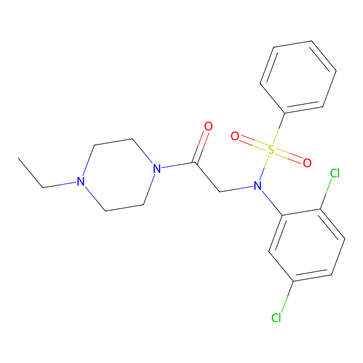 N-(2,5-dichlorophenyl)-N-[2-(4-ethylpiperazin-1-yl)-2-oxoethyl]benzenesulfonamide molecular structure, CAS 831215-07-7