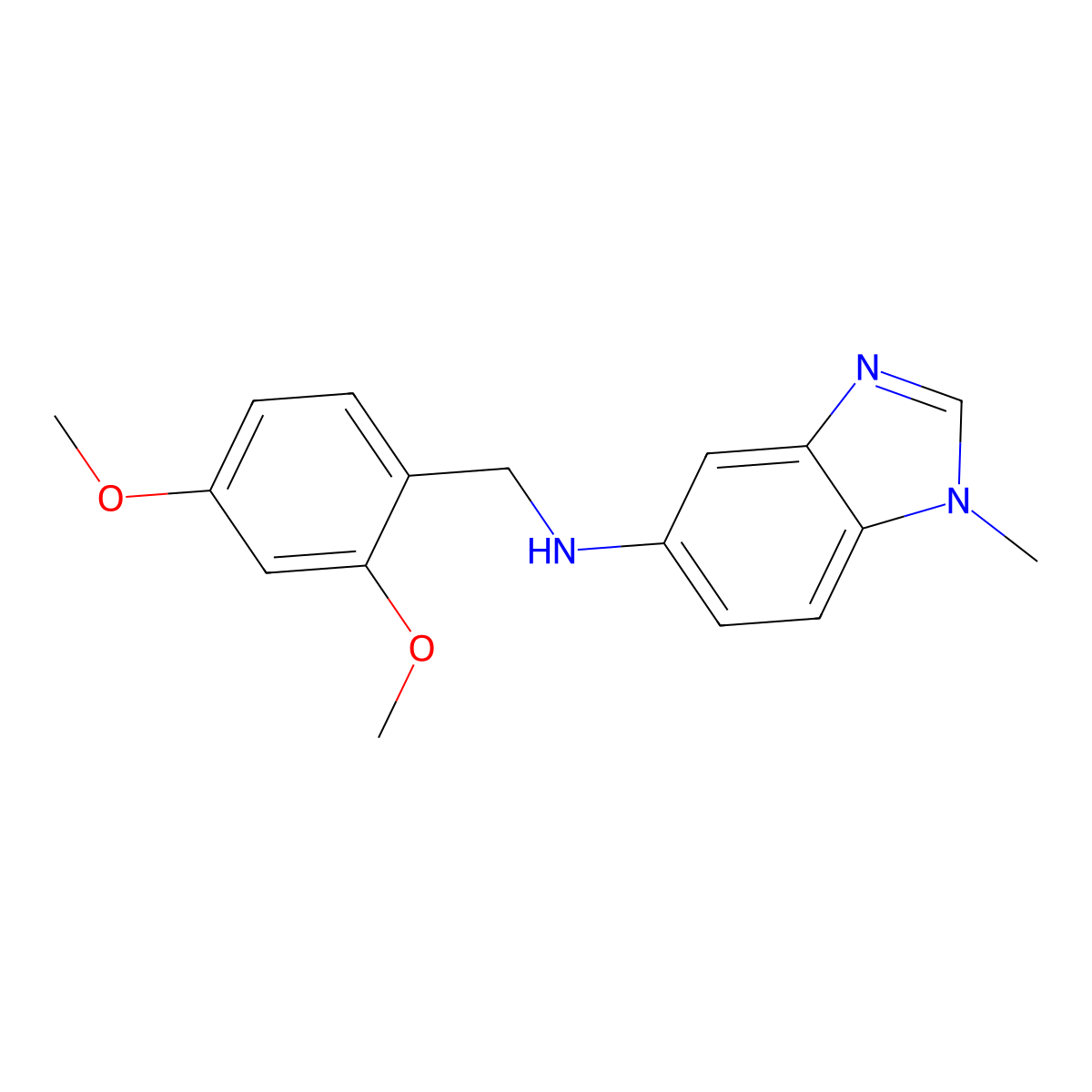 N-[(2,4-dimethoxyphenyl)methyl]-1-methylbenzimidazol-5-amine molecular structure, CAS 831215-21-5