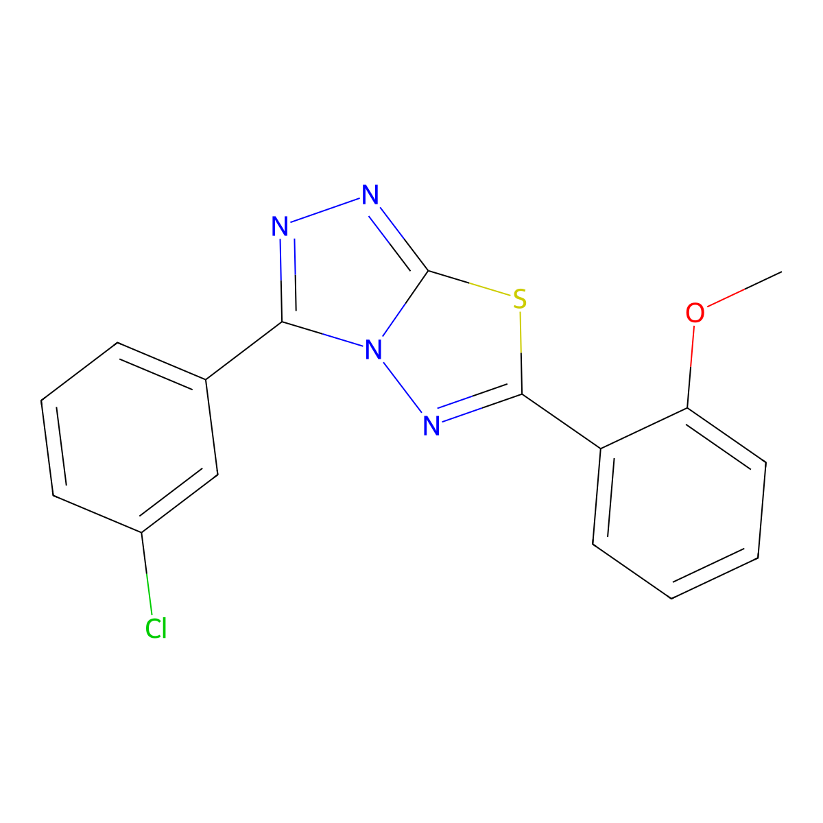 3-(3-Chlorophenyl)-6-(2-methoxyphenyl)-[1,2,4]triazolo[3,4-b][1,3,4]thiadiazole molecular structure, CAS 831215-24-8