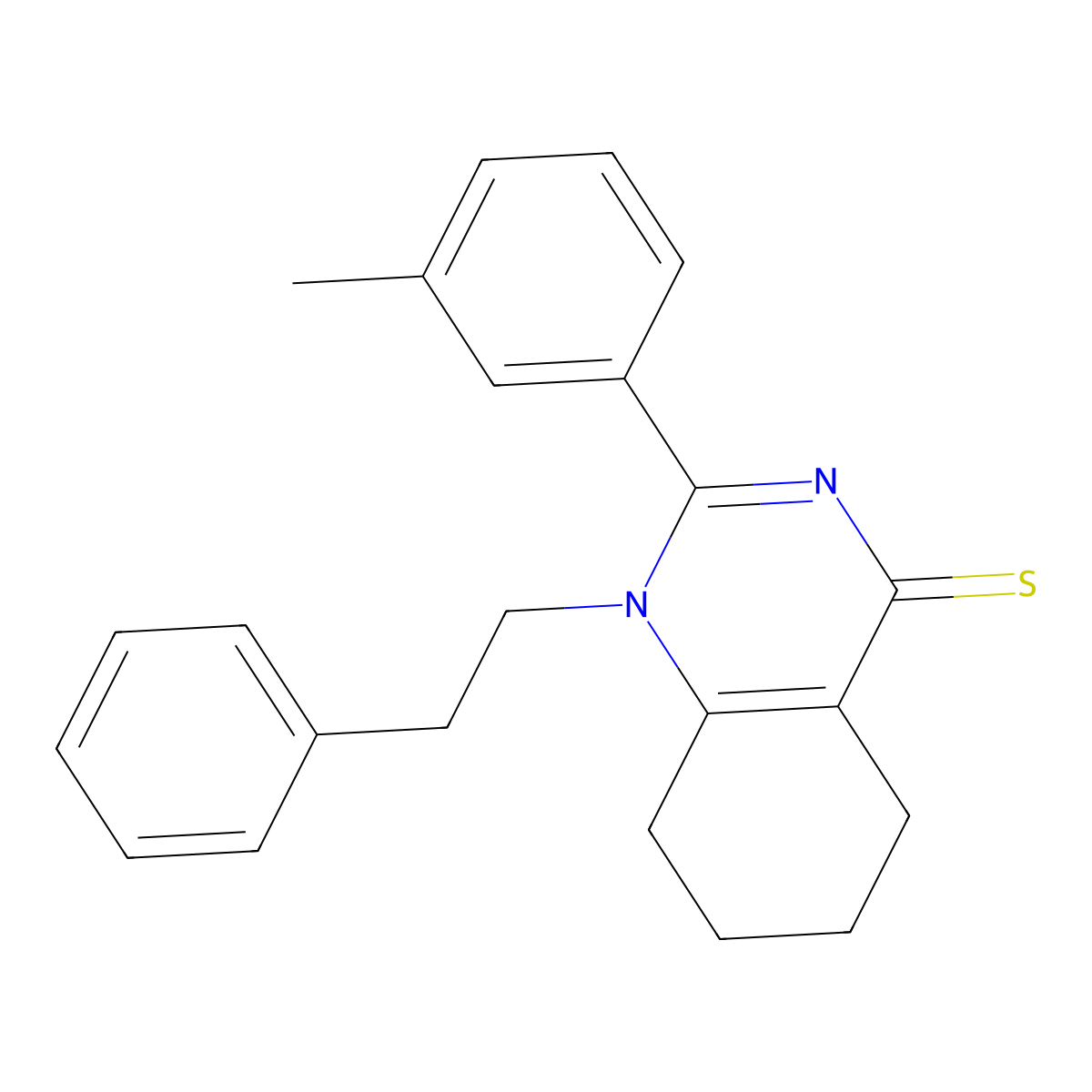 1-phenethyl-2-(m-tolyl)-5,6,7,8-tetrahydroquinazoline-4(1H)-thione molecular structure, CAS 831215-34-0