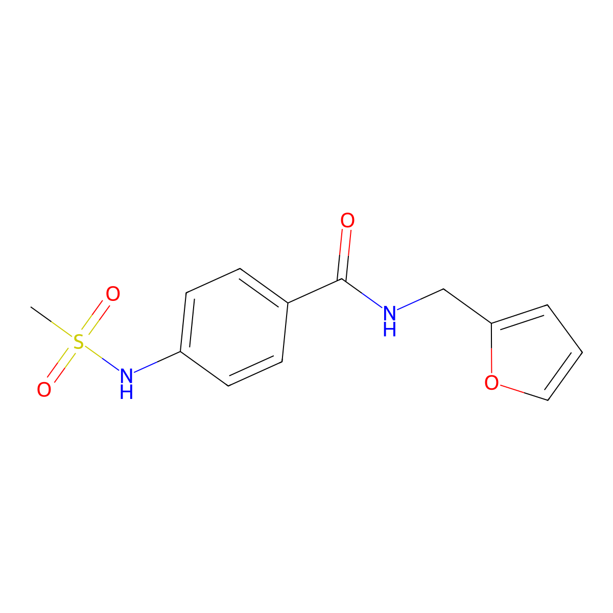 N-(furan-2-ylmethyl)-4-(methanesulfonamido)benzamide molecular structure, CAS 831216-23-0