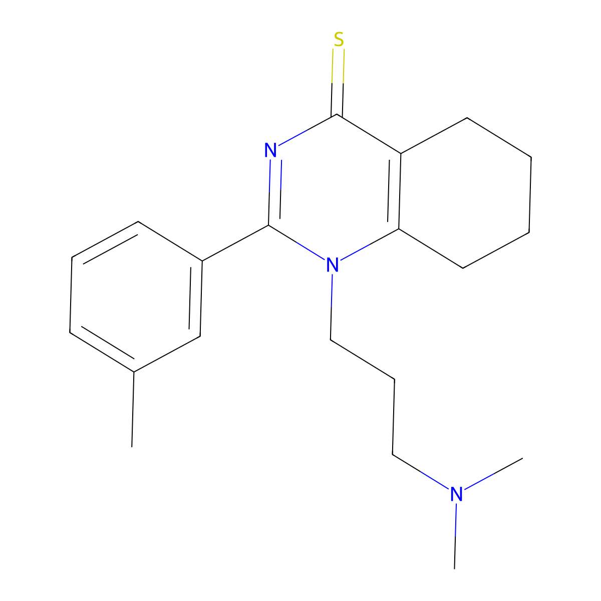 1-(3-(dimethylamino)propyl)-2-(m-tolyl)-5,6,7,8-tetrahydroquinazoline-4(1H)-thione molecular structure, CAS 831216-25-2