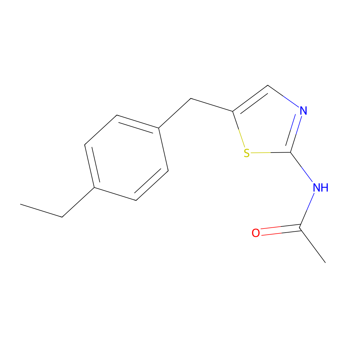 N-[5-[(4-ethylphenyl)methyl]-1,3-thiazol-2-yl]acetamide molecular structure, CAS 831216-31-0