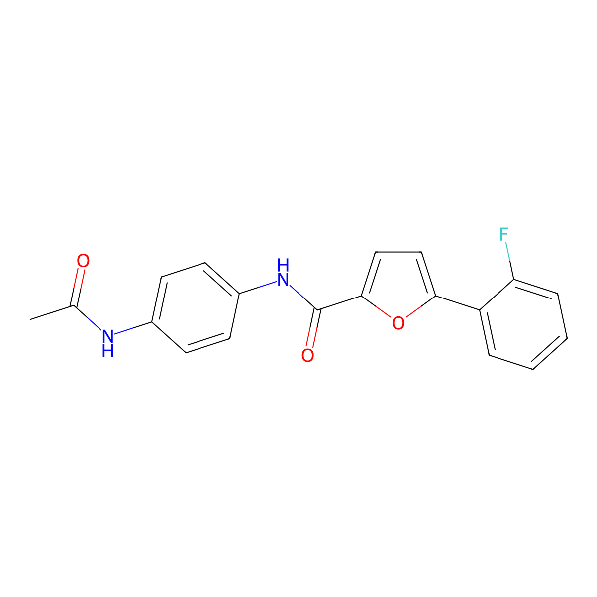 N-(4-acetamidophenyl)-5-(2-fluorophenyl)furan-2-carboxamide molecular structure, CAS 831216-44-5