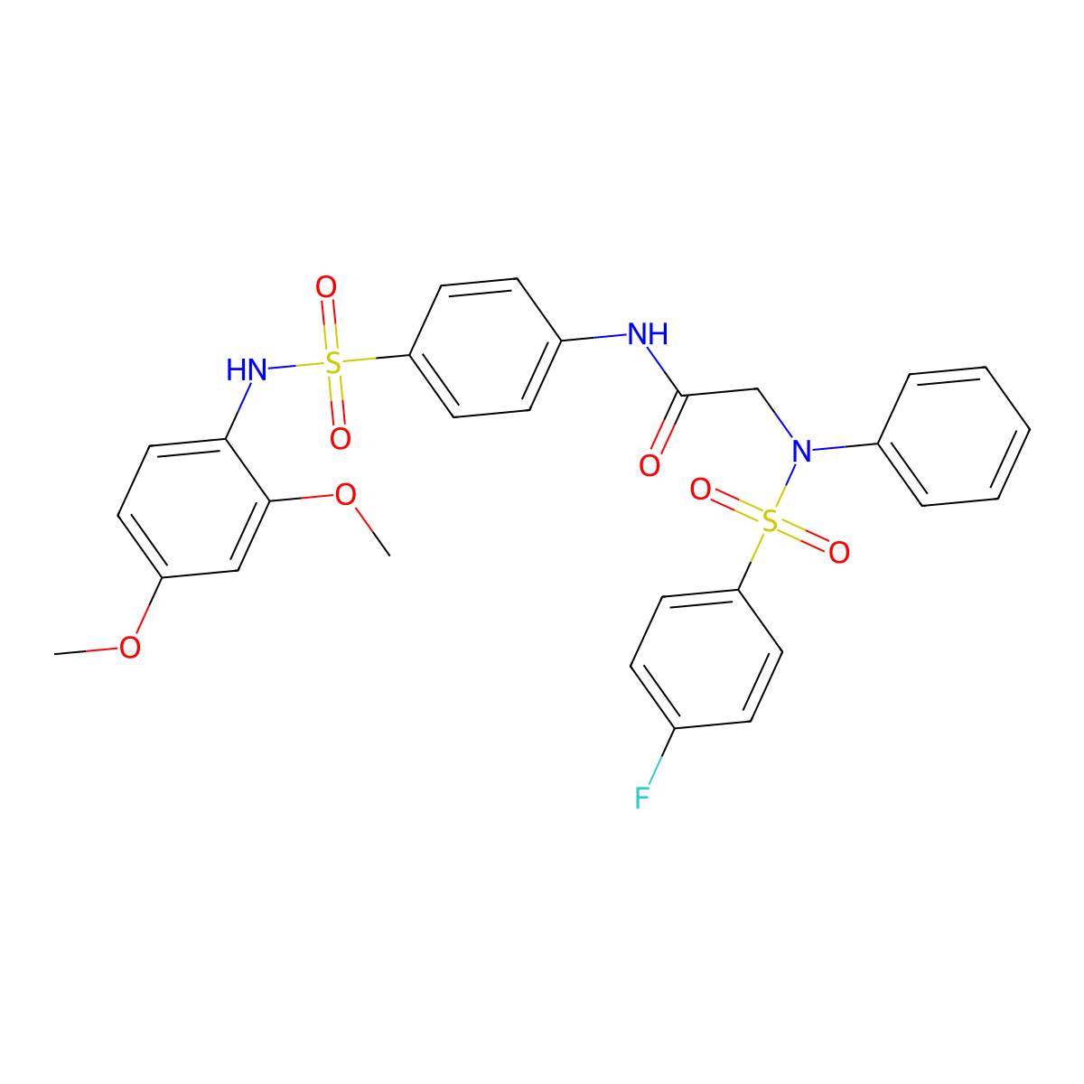 N-[4-[(2,4-dimethoxyphenyl)sulfamoyl]phenyl]-2-(N-(4-fluorophenyl)sulfonylanilino)acetamide molecular structure, CAS 831216-75-2