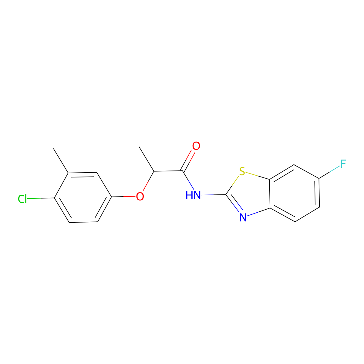 2-(4-chloro-3-methylphenoxy)-N-(6-fluoro-1,3-benzothiazol-2-yl)propanamide molecular structure, CAS 831216-96-7
