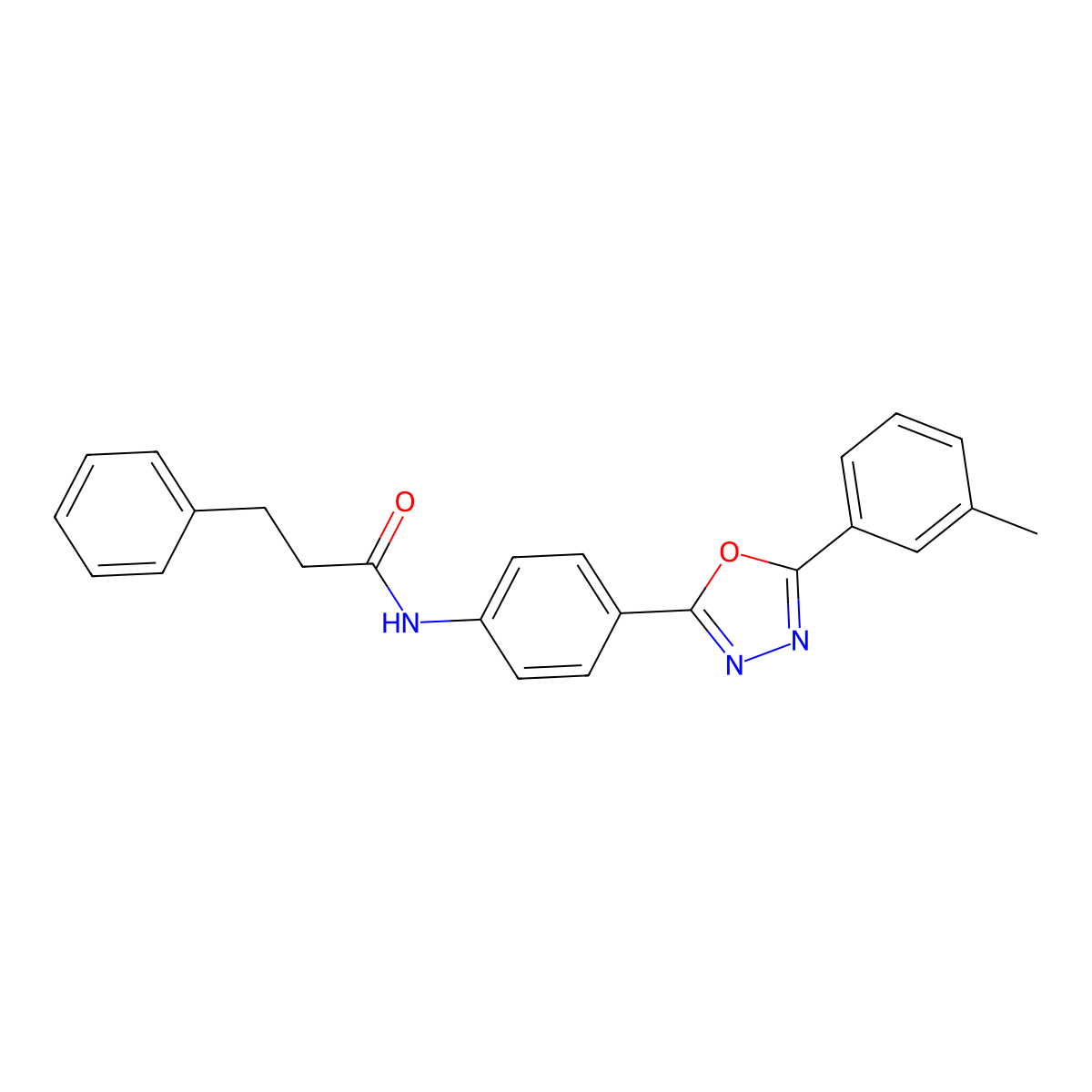 N-[4-[5-(3-methylphenyl)-1,3,4-oxadiazol-2-yl]phenyl]-3-phenylpropanamide molecular structure, CAS 831216-97-8