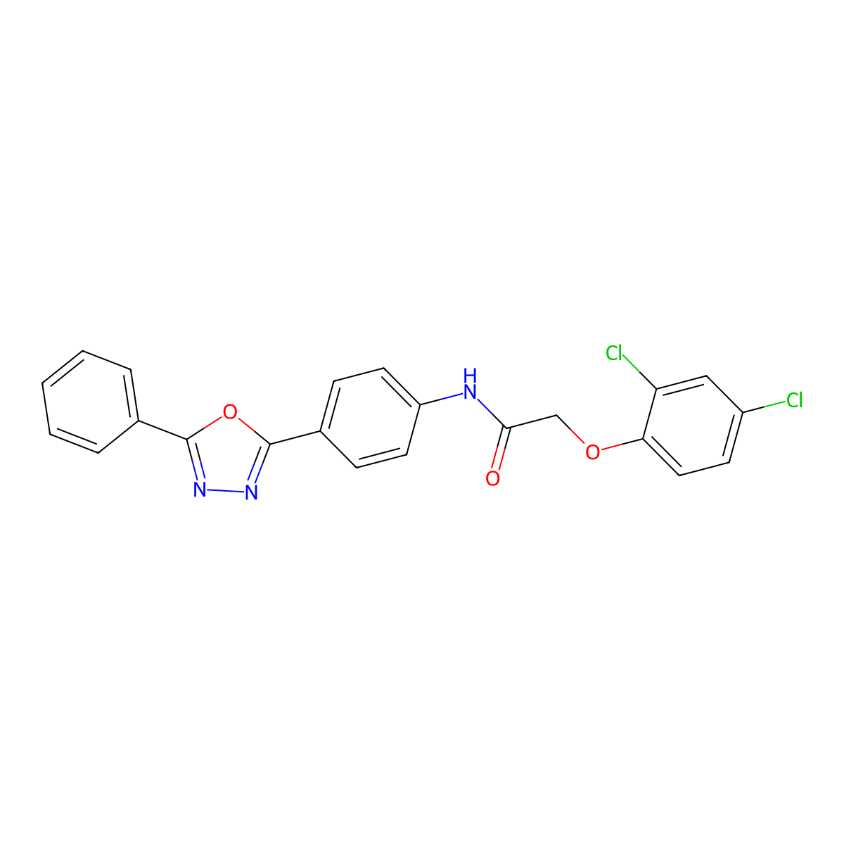 2-(2,4-dichlorophenoxy)-N-[4-(5-phenyl-1,3,4-oxadiazol-2-yl)phenyl]acetamide molecular structure, CAS 831216-98-9