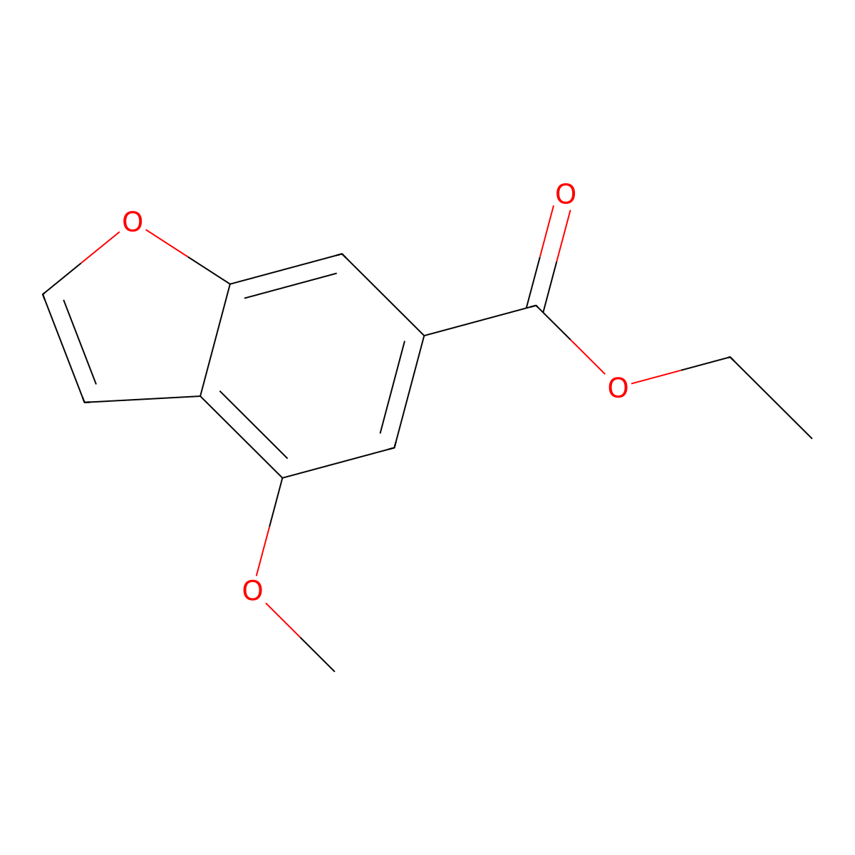 6-Benzofurancarboxylic acid, 4-methoxy-, ethyl ester molecular structure, CAS 831222-90-3