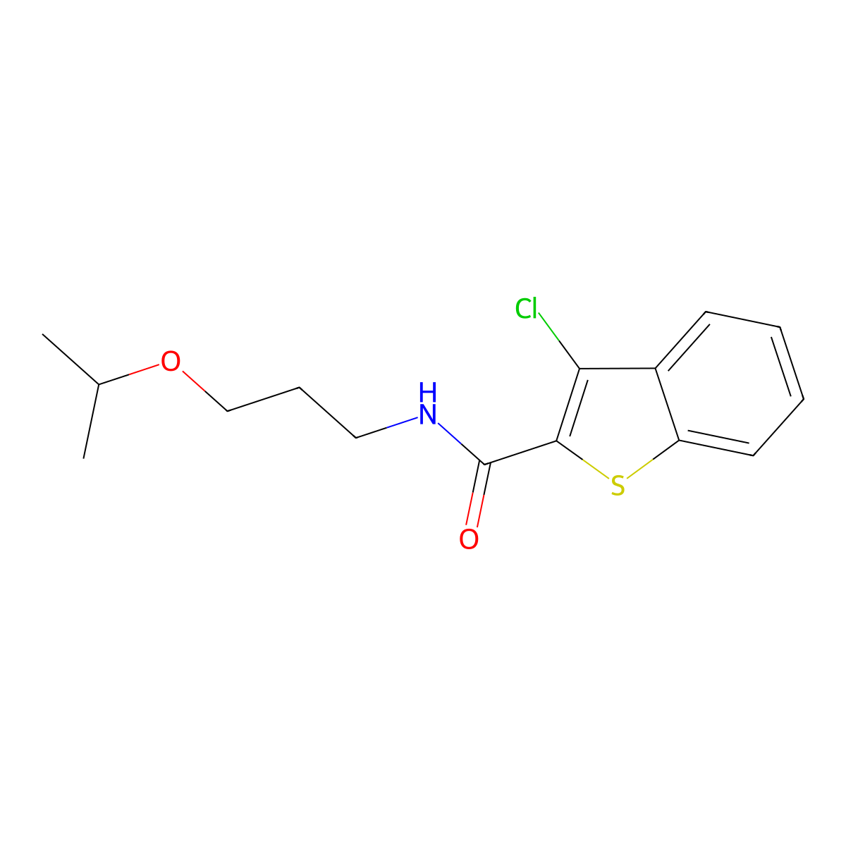 3-chloro-N-(3-propan-2-yloxypropyl)-1-benzothiophene-2-carboxamide molecular structure, CAS 831229-12-0