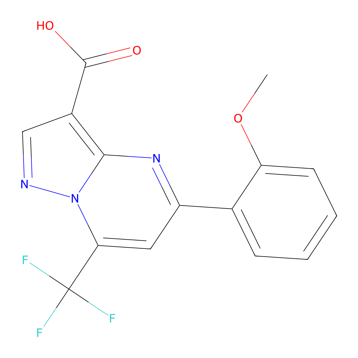 5-(2-Methoxyphenyl)-7-(trifluoromethyl)pyrazolo[1,5-a]pyrimidine-3-carboxylic acid molecular structure, CAS 831229-13-1