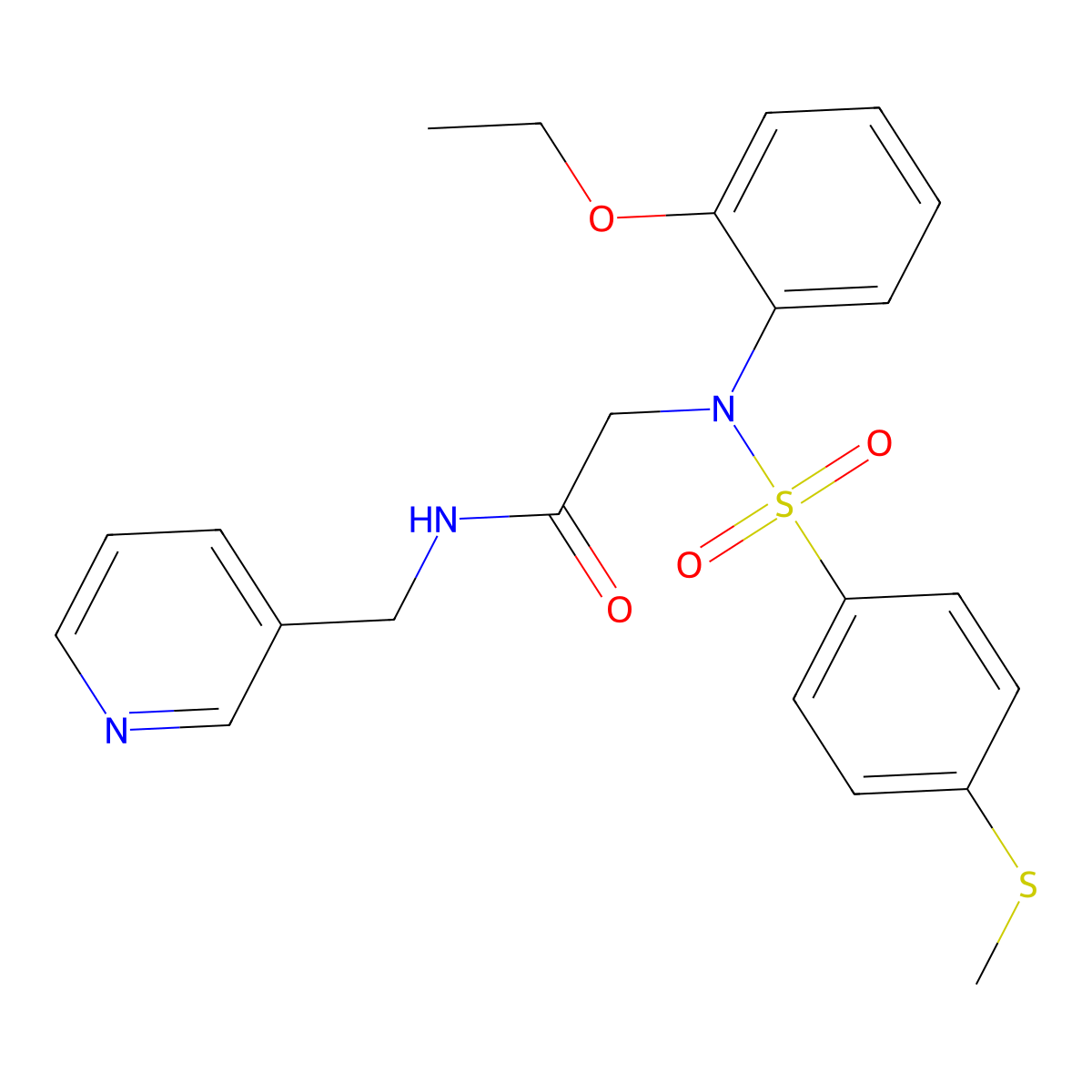 2-(2-ethoxy-N-(4-methylsulfanylphenyl)sulfonylanilino)-N-(pyridin-3-ylmethyl)acetamide molecular structure, CAS 831229-14-2