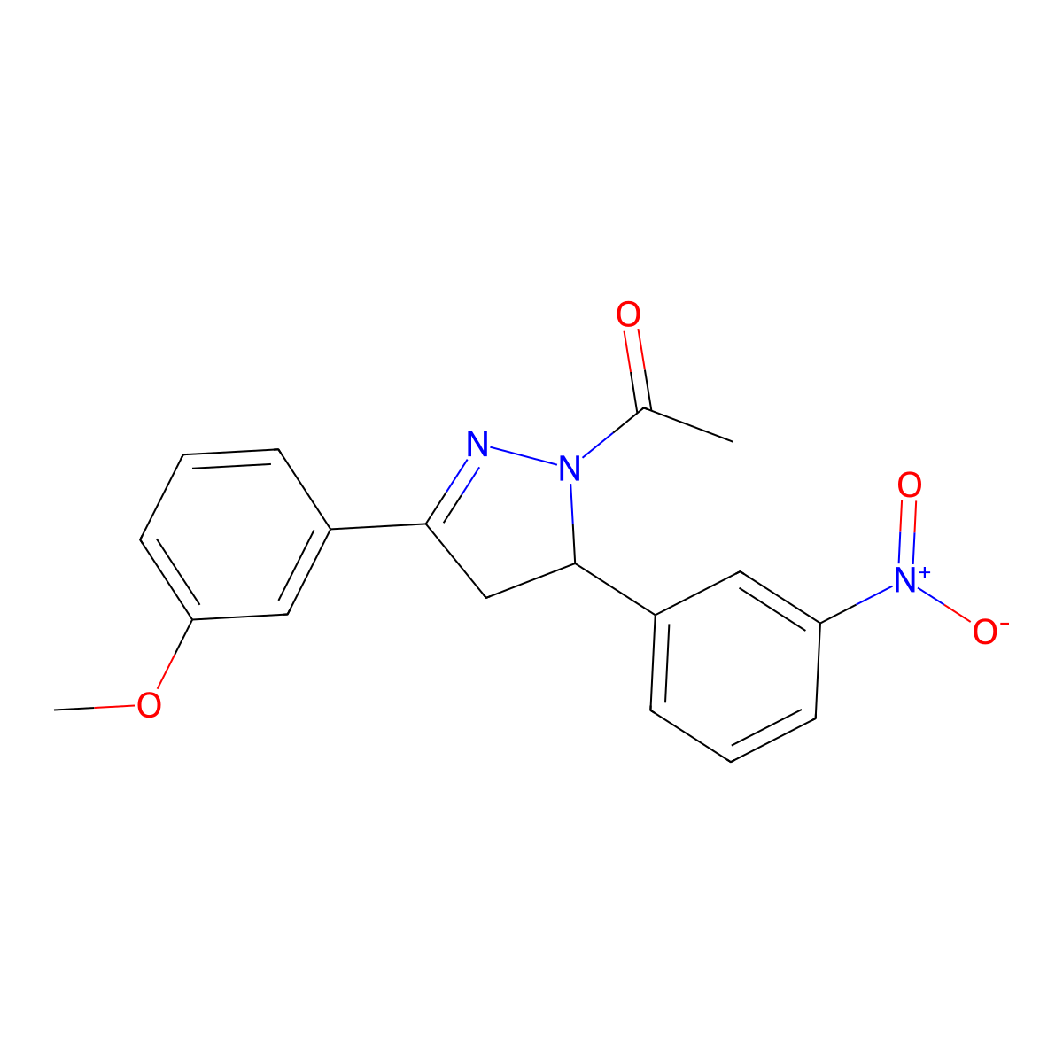 1-[5-(3-Methoxyphenyl)-3-(3-nitrophenyl)-3,4-dihydropyrazol-2-yl]ethanone molecular structure, CAS 831229-22-2