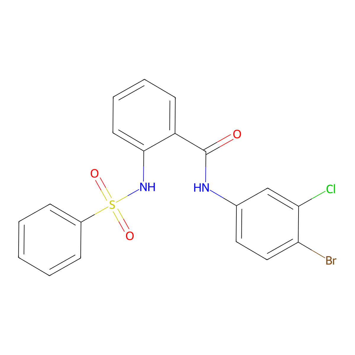 2-(benzenesulfonamido)-N-(4-bromo-3-chlorophenyl)benzamide molecular structure, CAS 831229-26-6