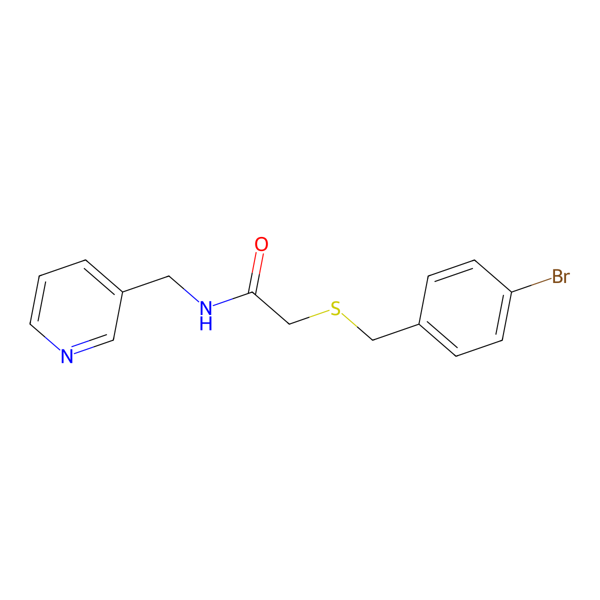 2-[(4-bromophenyl)methylsulfanyl]-N-(pyridin-3-ylmethyl)acetamide molecular structure, CAS 831229-31-3