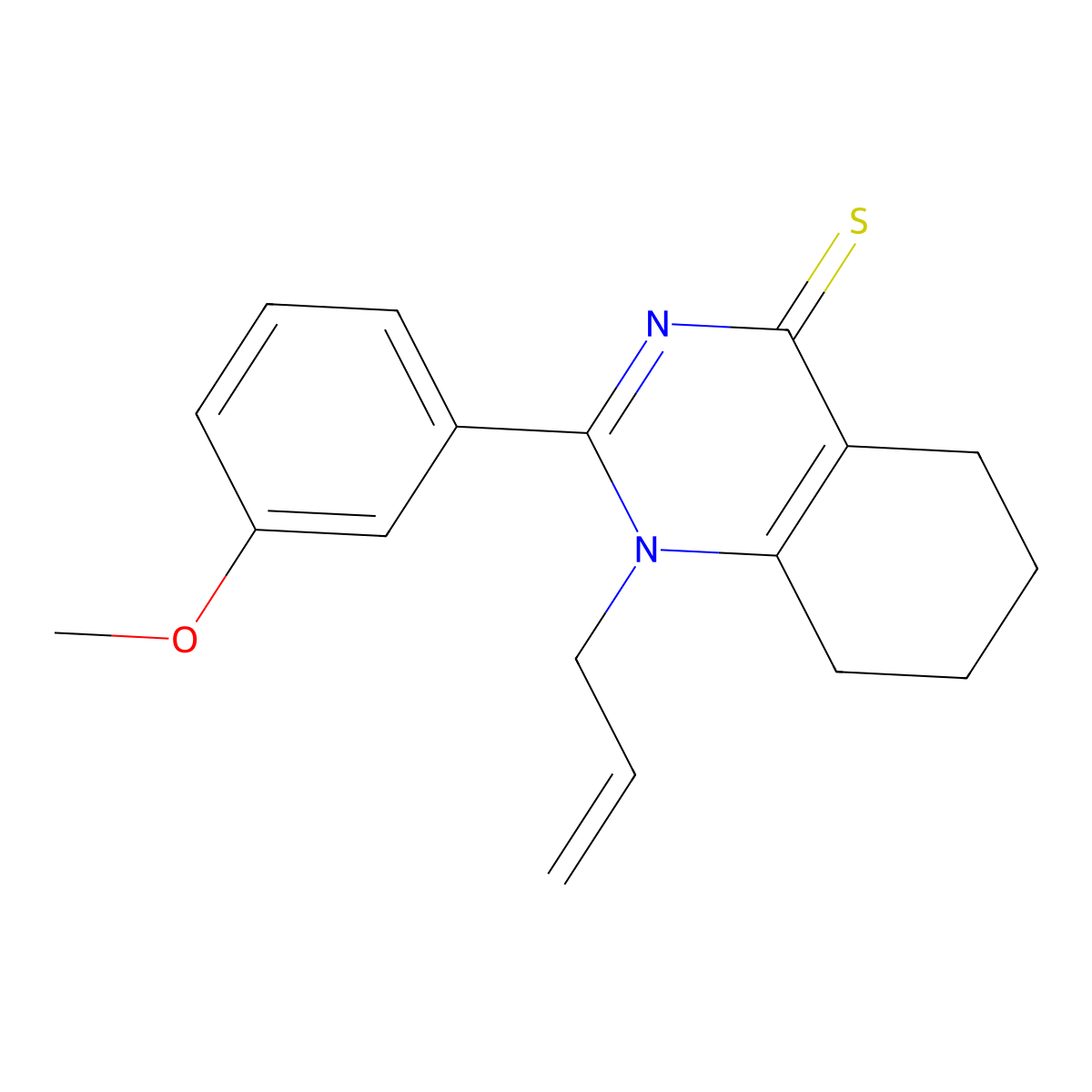 1-allyl-2-(3-methoxyphenyl)-5,6,7,8-tetrahydroquinazoline-4(1H)-thione molecular structure, CAS 831229-33-5